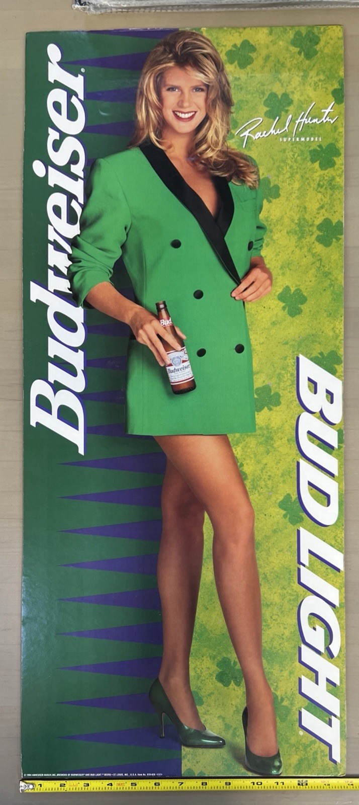 Rachel Hunter Budweiser Bud Light Promo Poster Vtg 1994 St Patrick’s Day    XLNT