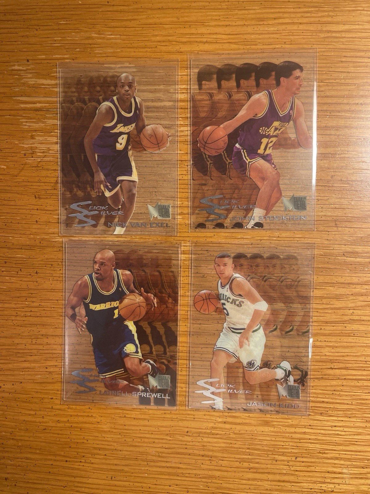 1995-96 Fleer Metal RARE Slick Silver Insert Lot (4) Different Stockton NMINT 1995-96 Fleer Metal RARE Slick Silver Insert Lot (4) Different Stockton NMINT
