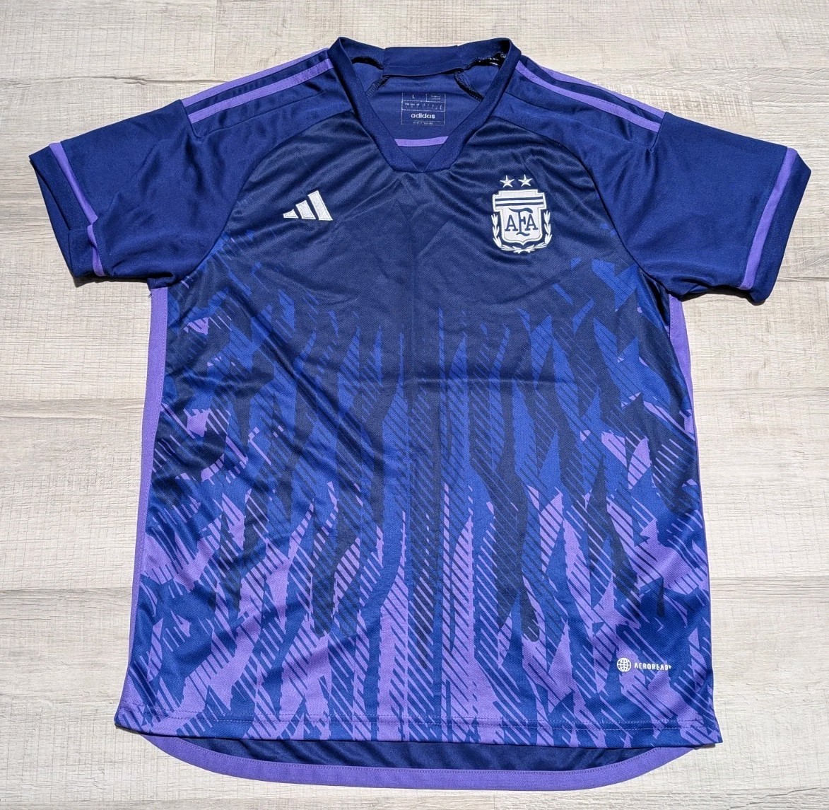 Argentina 2022 World Cup Away Jersey Mens Size Large Slim Adidas AFA Three Star