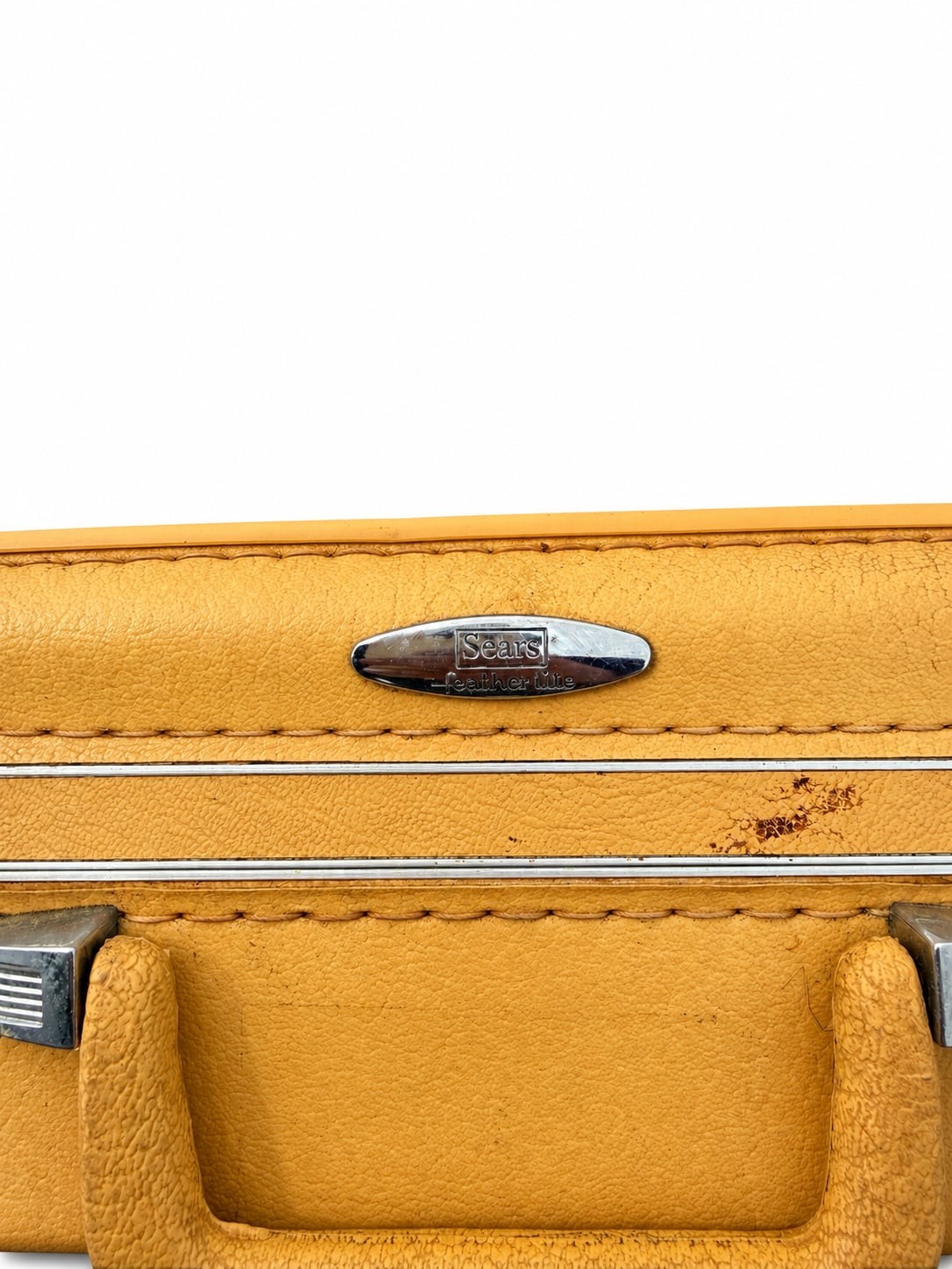 Vintage Sears Feather Lite Yellow Luggage Suitcase