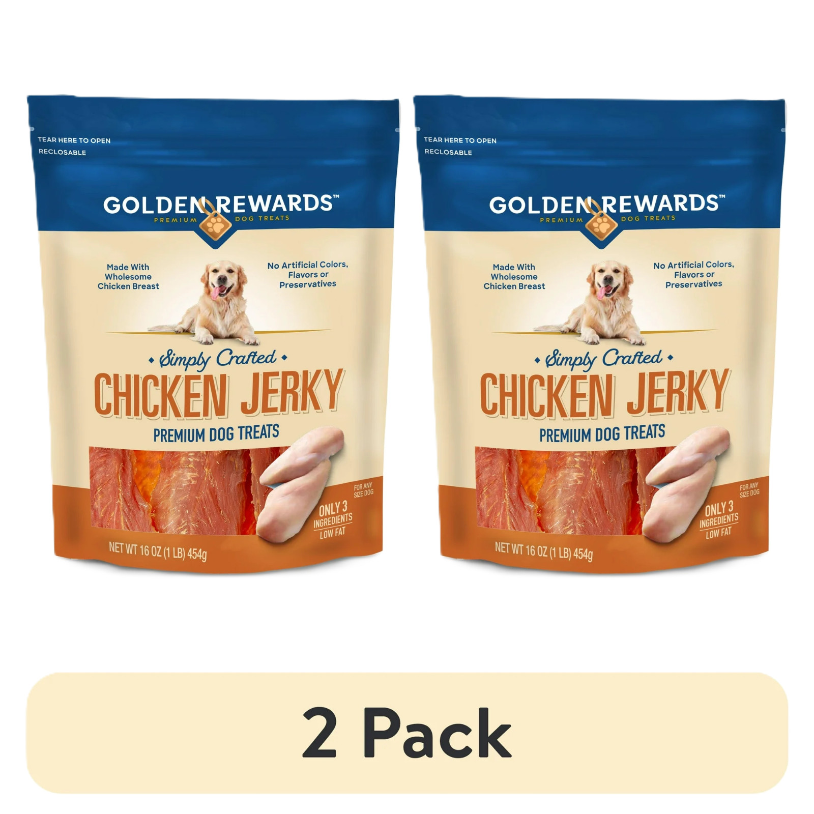 (2 Pack) Chicken Flavor Premium Dry Jerky Treats for All Dogs,16 oz (2 Pack) Chicken Flavor Premium Dry Jerky Treats for All Dogs,16 oz
