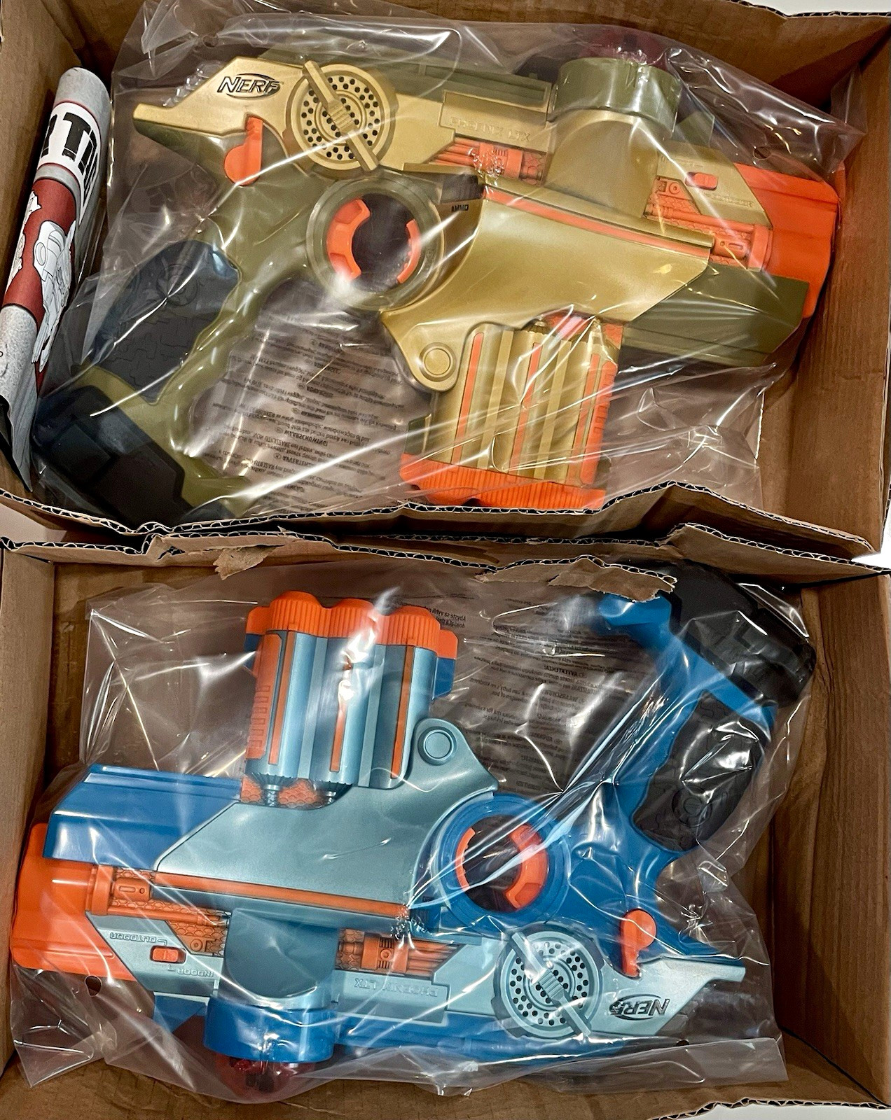 NERF N-Strike Elite Phoenix LTX Blaster Set Lot of 2 Blue/Tan 92692