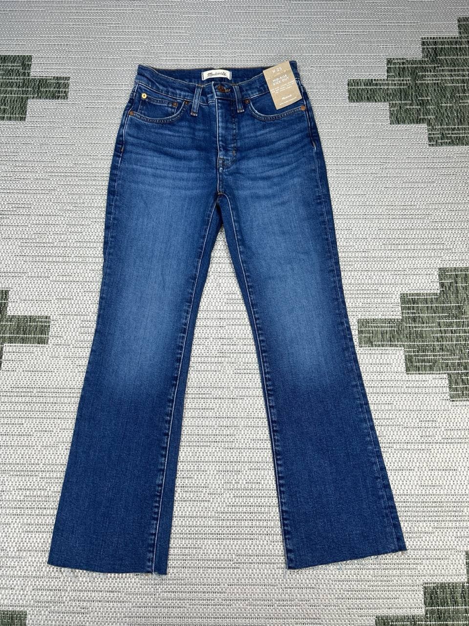 Madewell Kick Out Jeans Womens 25 Blue Denim Cotton Stretch Frayed Hem 26x27 New