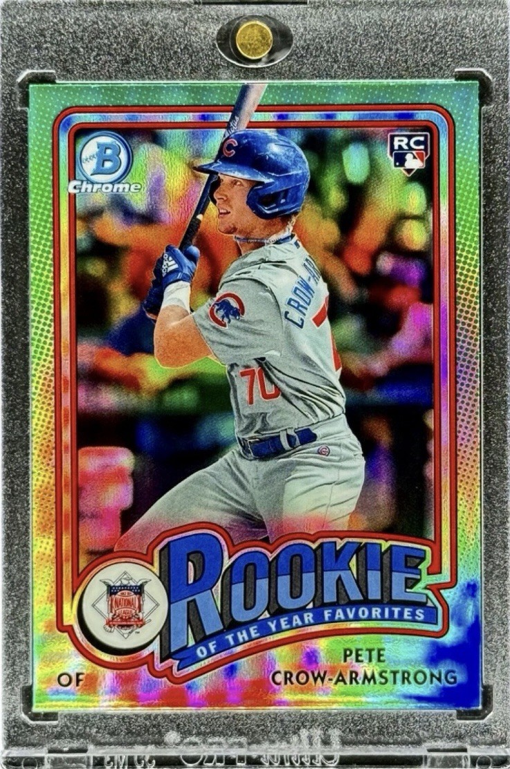 Pete Crow-Armstrong RARE ROOKIE RC REFRACTOR INVESTMENT CARD CUBS ROY + HOLDER