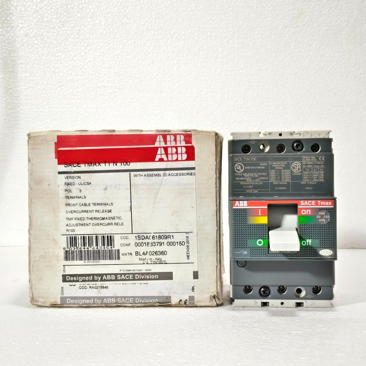 ABB SACE TMAX T1 N 100 CIRCUIT BREAKER 100 AMP NEW ABB SACE TMAX T1 N 100 CIRCUIT BREAKER 100 AMP NEW
