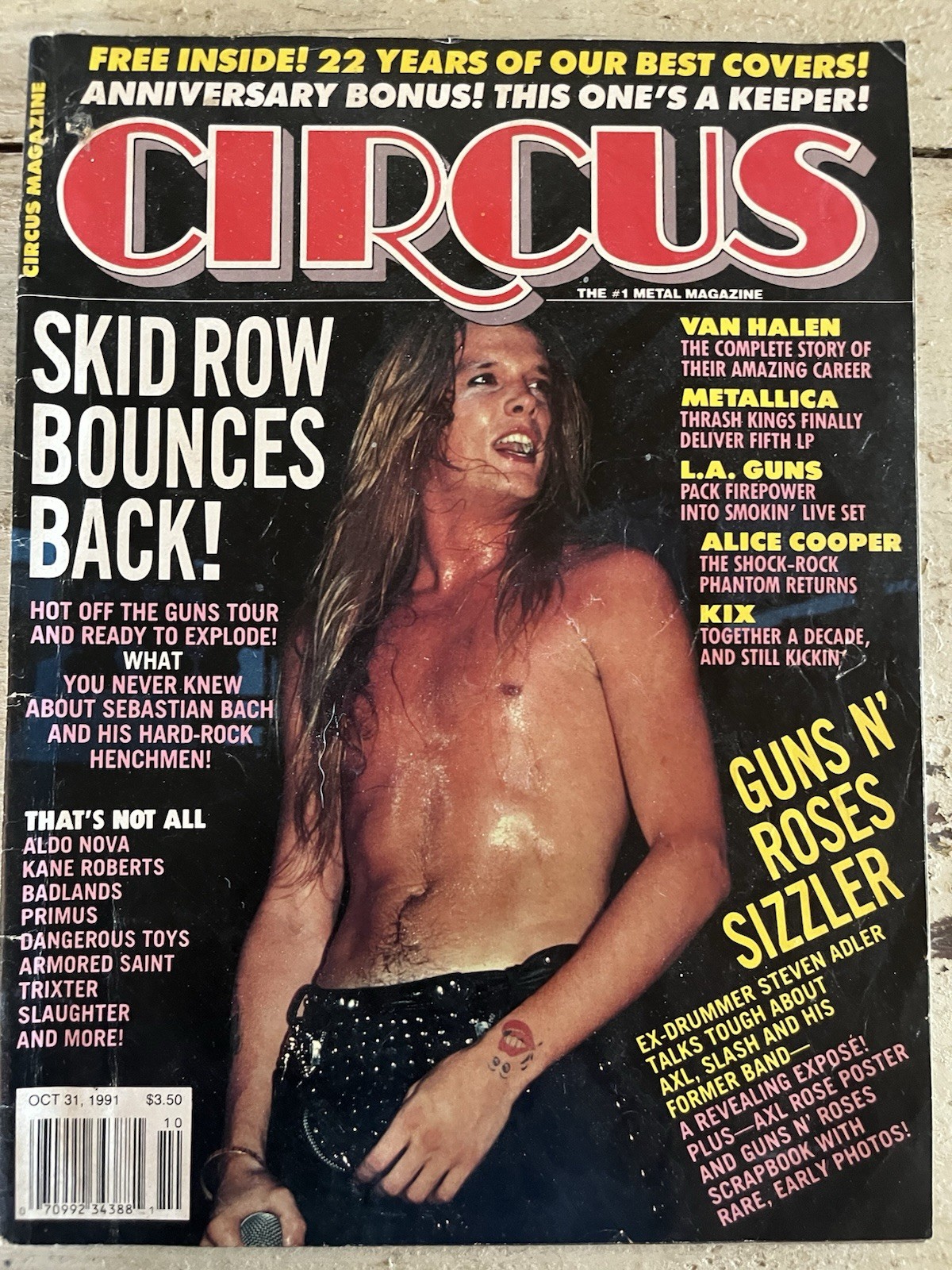 CIRCUS MAGAZINE (Oct 31 1991) Van Halen Skid Row Metallica Guns n' Roses Bach