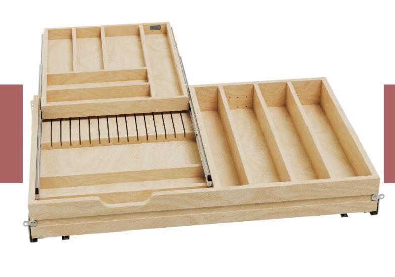 Rev A Shelf 2 TIERED DBL DRAWER ORGANIZER FOR 36 CAB W/Adj DIV H SLIDE Rev A Shelf 2 TIERED DBL DRAWER ORGANIZER FOR 36 CAB W/Adj DIV H SLIDE