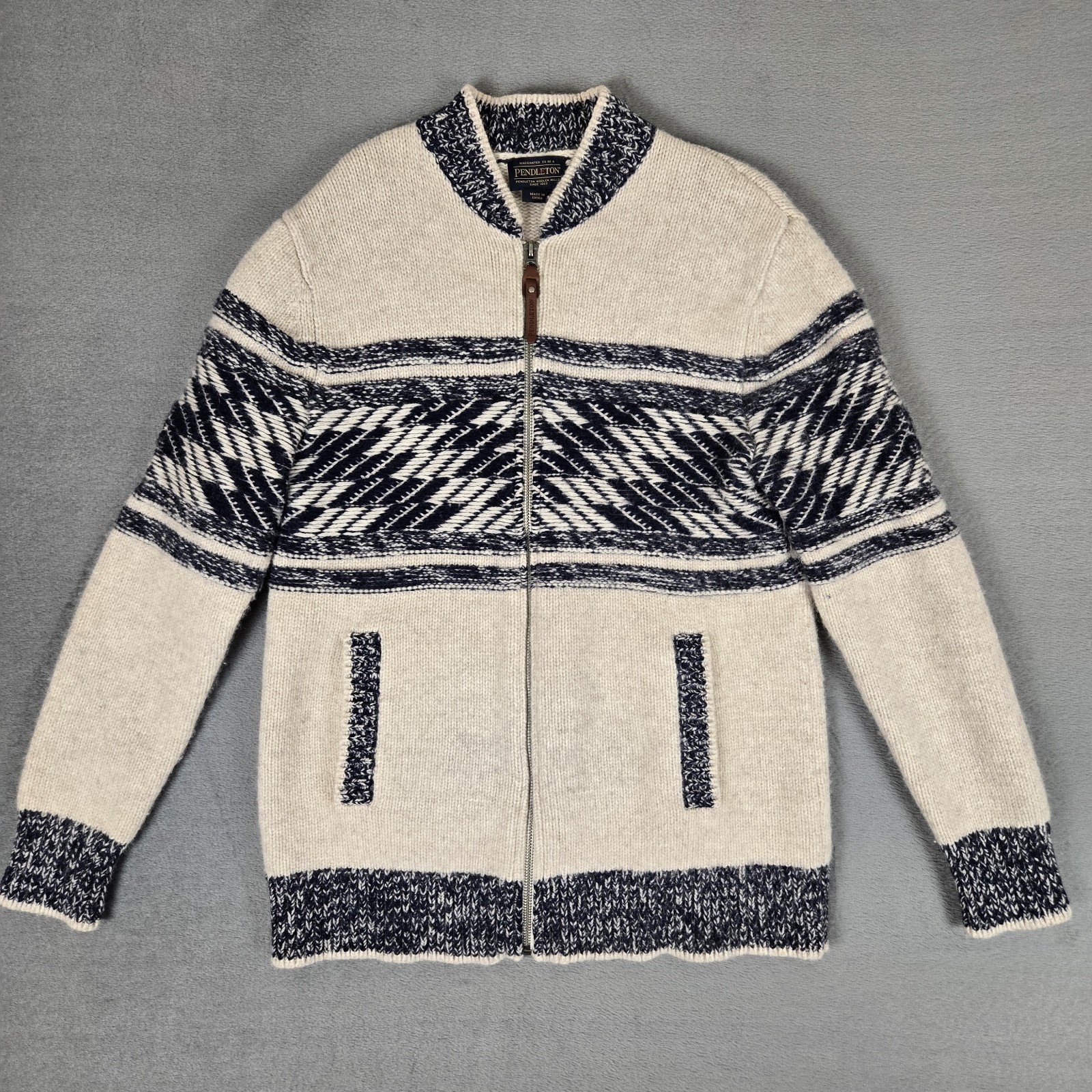 Pendleton Original Westerley Sweater Adult Medium Lambs Wool Full Zip Aztec