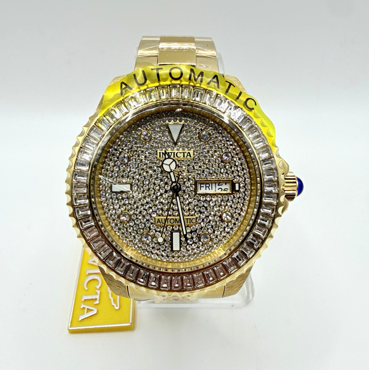 Invicta Grand Diver Men’s 47mm Automatic 300m Gold-Tone Pavé Crystal Dial