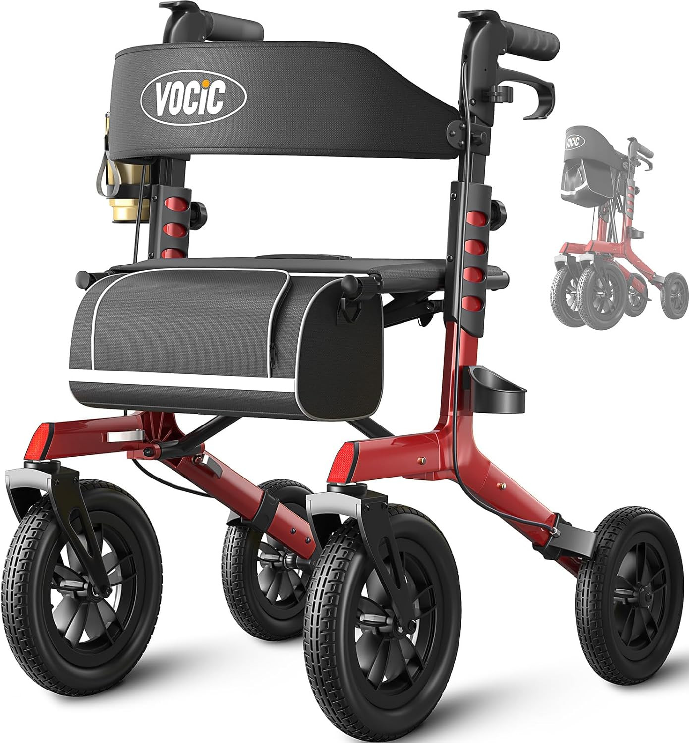 Walker with Seat for Seniors, Z57 Outdoor Rollator Walker with 12