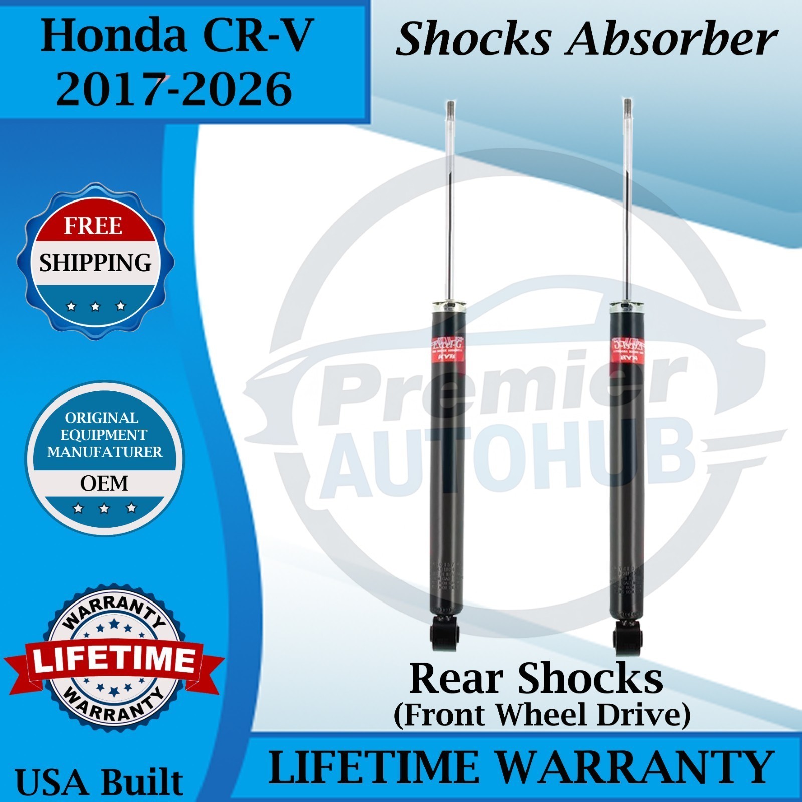 KYB OEM Rear Left & Right Shock For 2017-2026 Honda CR-V 2WD Lifetime Warranty