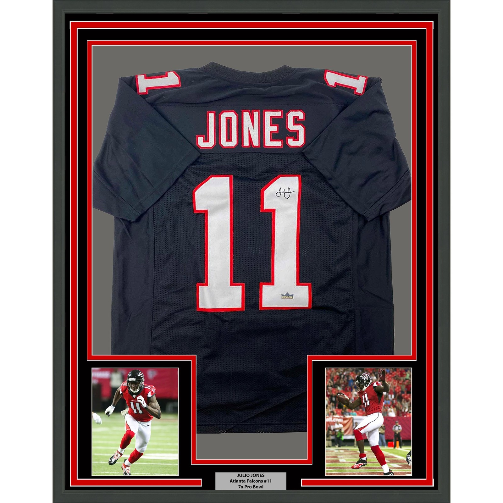 Framed Facsimile Autographed Julio Jones 35x39 Black Retro Reprint Jersey Framed Facsimile Autographed Julio Jones 35x39 Black Retro Reprint Jersey