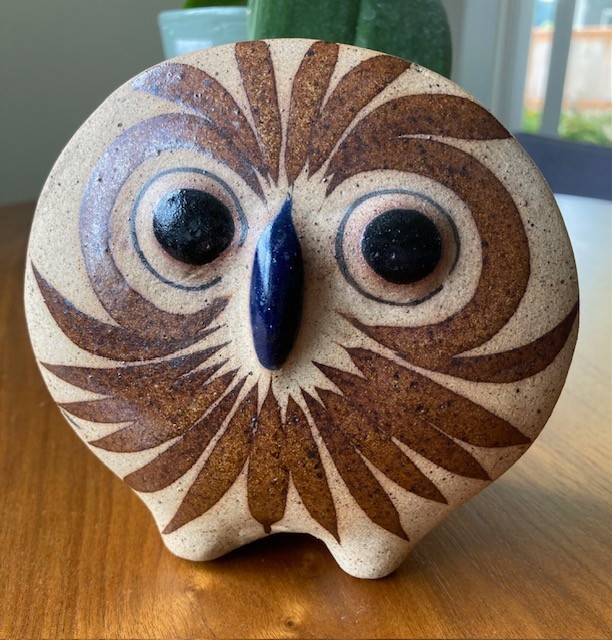 Vintage, Mexican Pottery  matte-finished Tonalá owl figurine 5