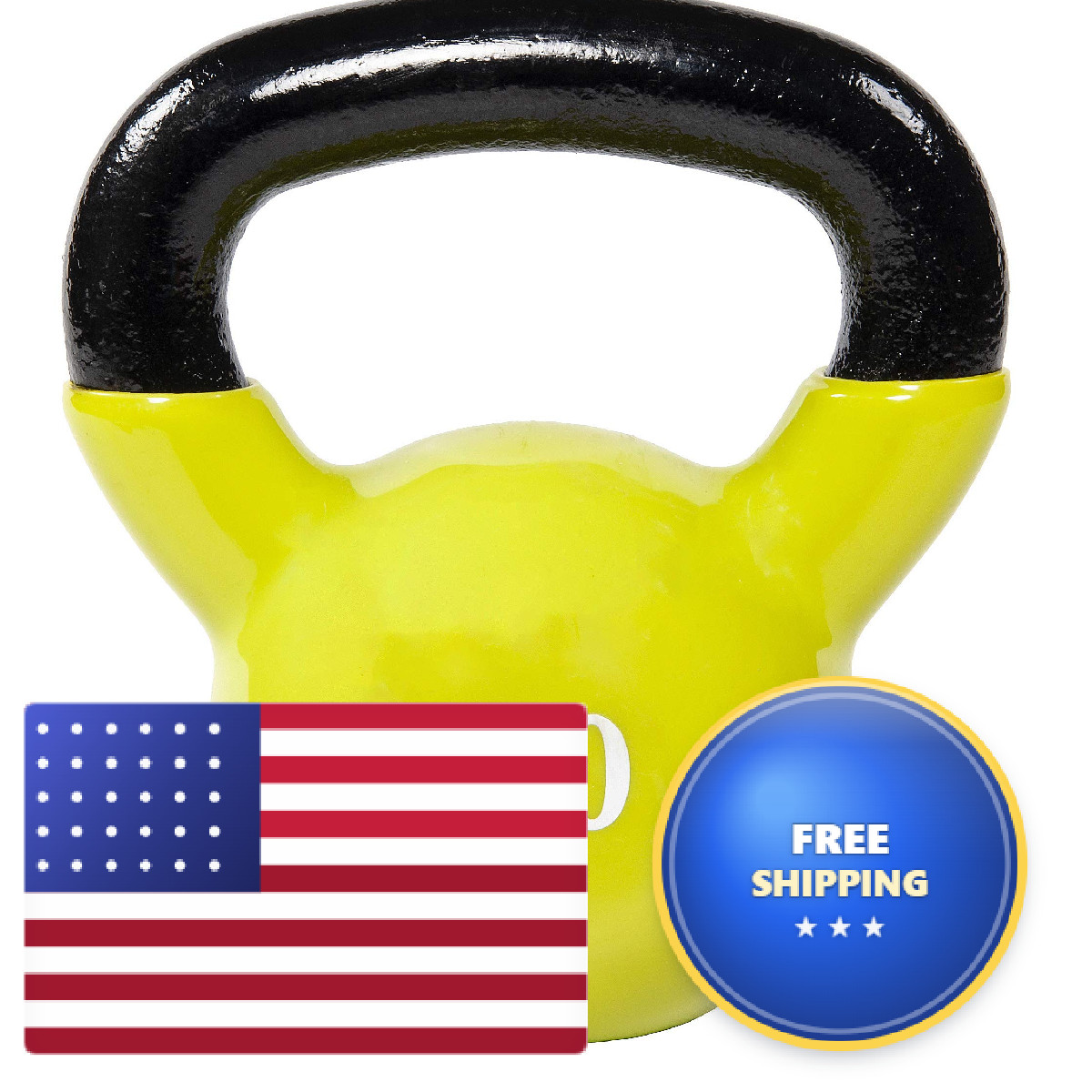 Fitvids All-Purpose Color Vinyl Coated Kettlebell 5-50 Pounds Yellow Vnkb20