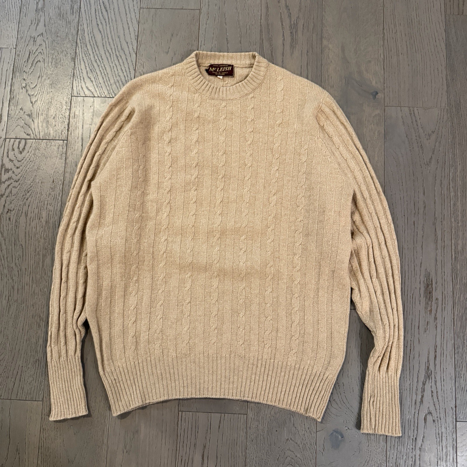 Vintage 60s 70s McLeish Cashmere Cable Knit Sweater Made in Scotland Men’s 40 /M