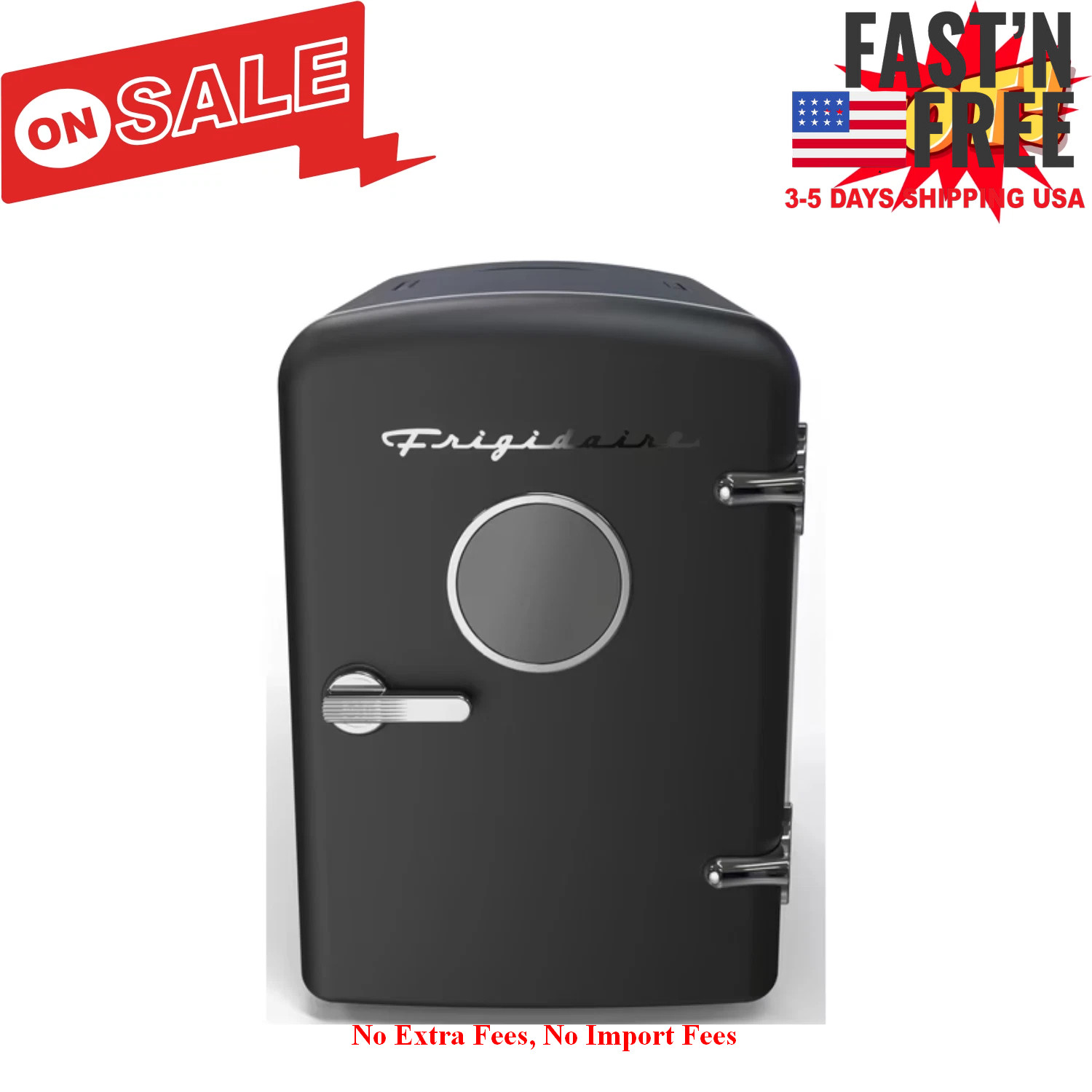 Frigidaire 6 Can Retro Mini Fridge 4L Portable Personal Skincare Cooler Black