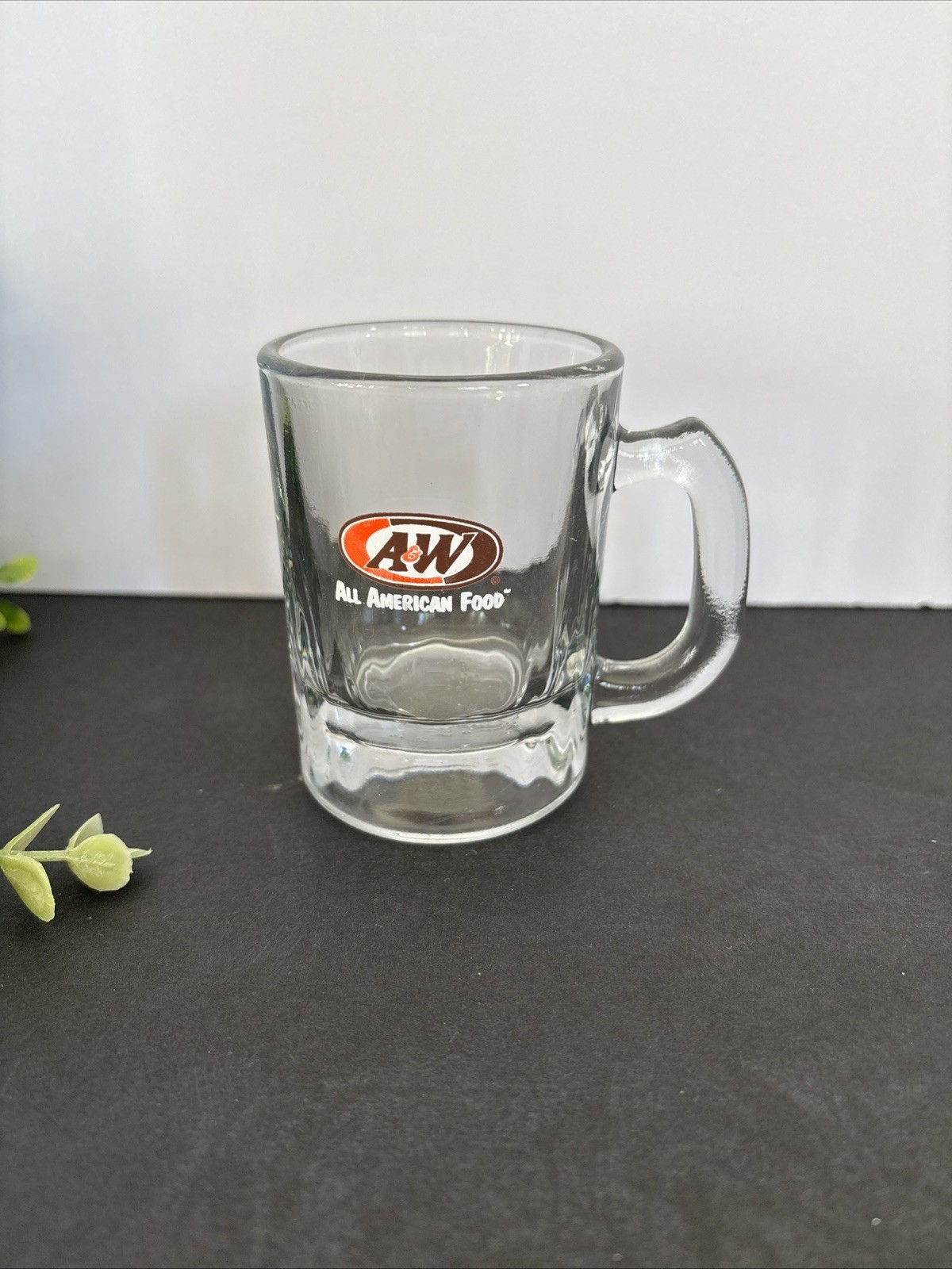 Vintage Mini  A&W Root Beer Clear Glass Mug With Logo (No fading) 3.25\
