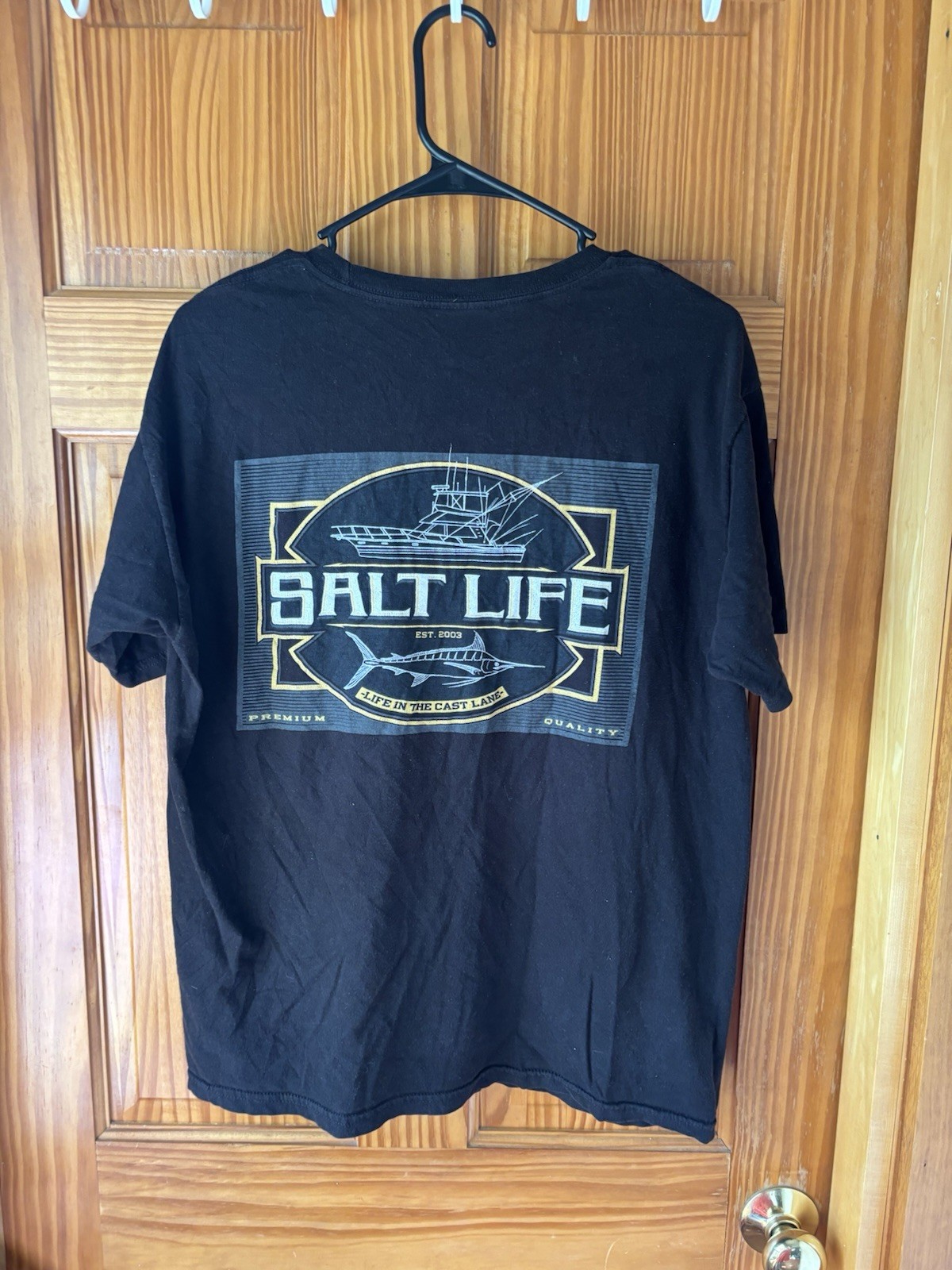 Salt Life Men\'s Size L Black Graphic Print Crew Neck Short Sleeve T-Shirt