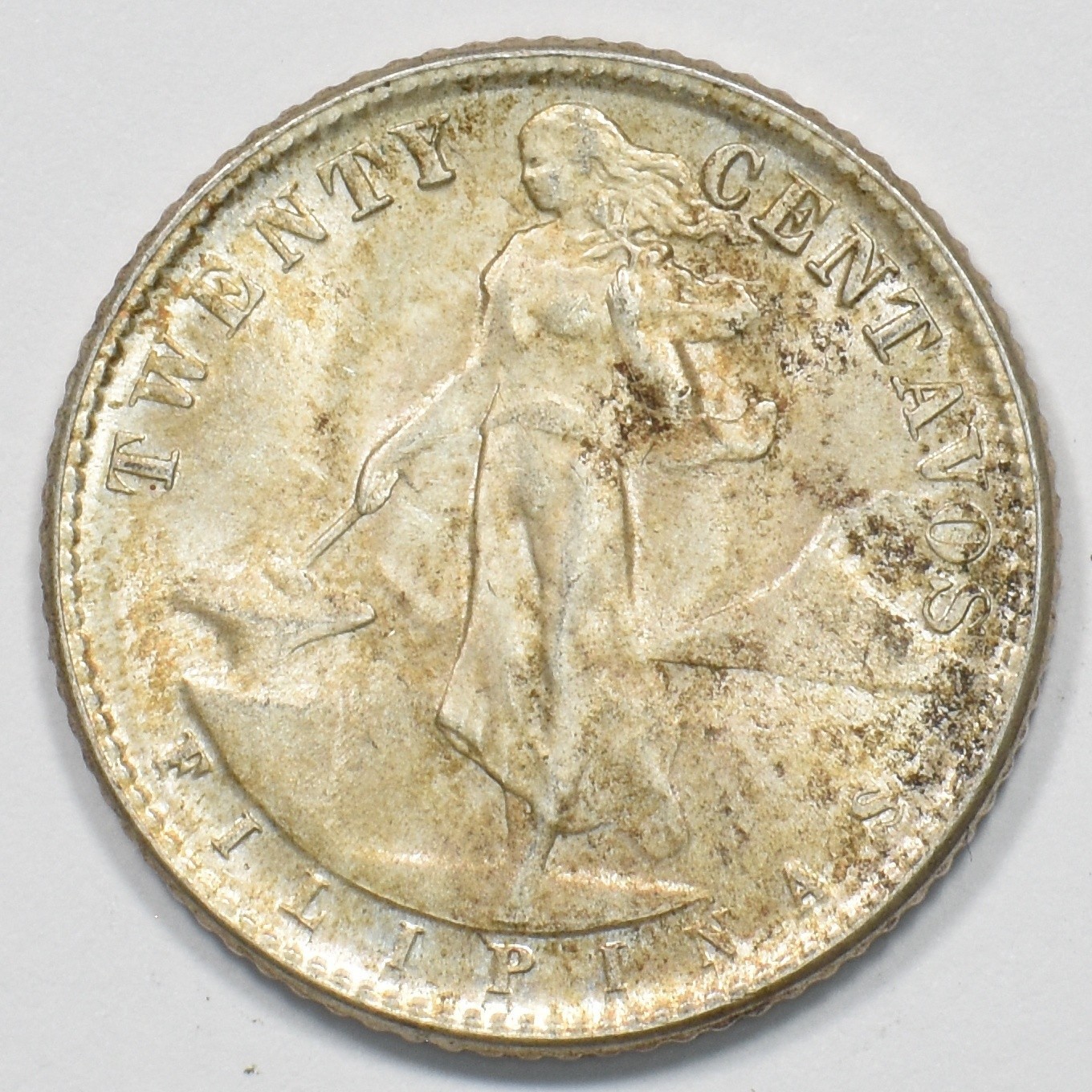 Philippines 1945-D Commonwealth 20 Centavos Silver P151065 Philippines 1945-D Commonwealth 20 Centavos Silver P151065