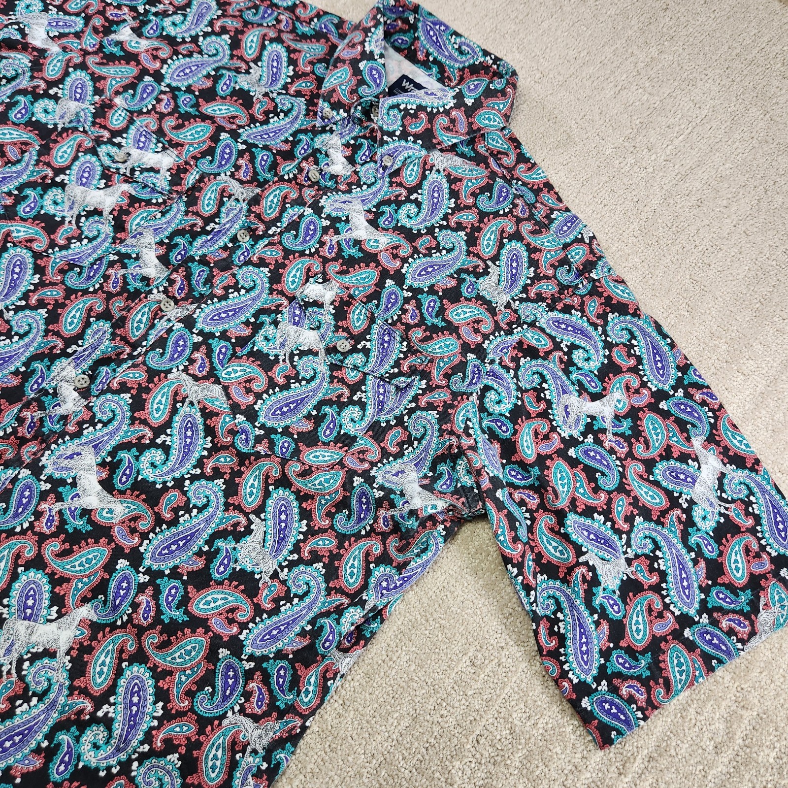 Vintage Wrangler Brushpopper Shirt Men 16.5 (L) Paisley Equestrian X Long Tail Vintage Wrangler Brushpopper Shirt Men 16.5 (L) Paisley Equestrian X Long Tail