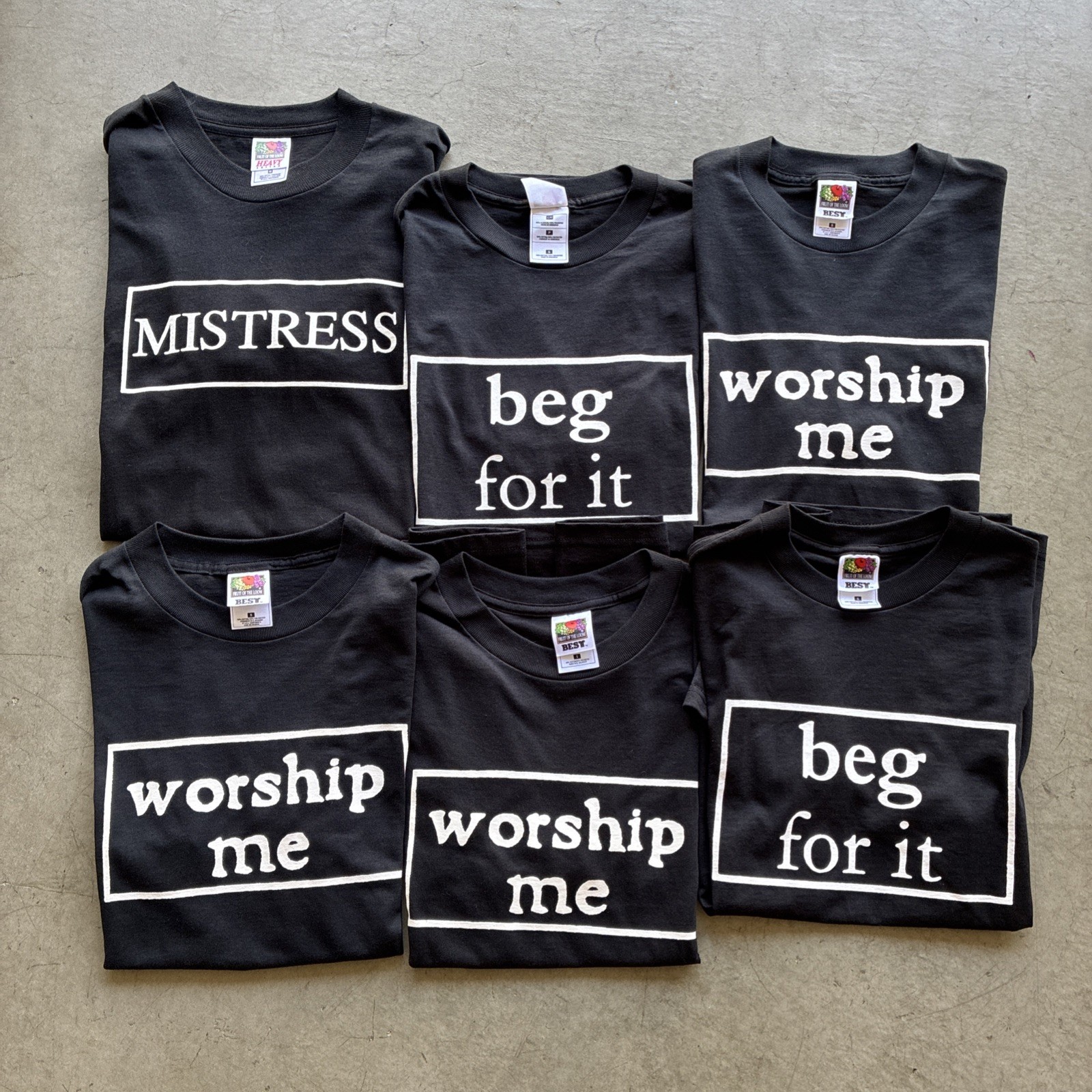 Vintage 2000s Y2K Deadstock NWT Sex Text Funny Raunchy Edgy Shirt Lot S/M