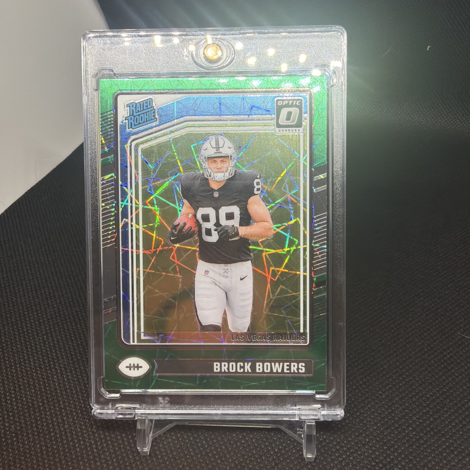 2024 Panini Donruss Optic - Rated Rookie Brock Bowers #215 Green Velocity Prizm 