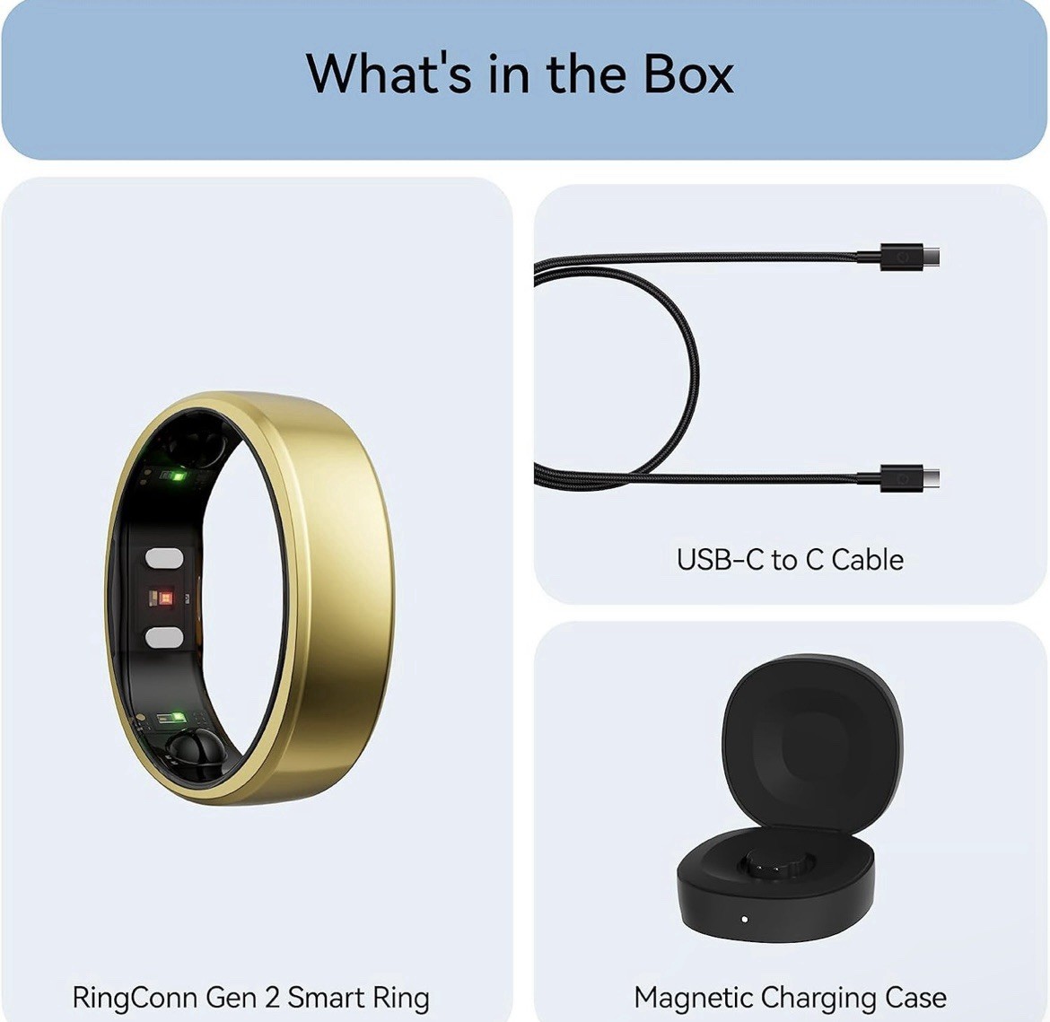 NEW RingConn Gen 2 Ultra-Thin Smart Ring Size 10 Royal Gold Health Tracking