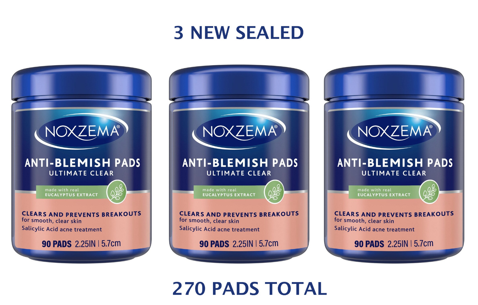 NOXZEMA ANTI-BLEMISH PADS ULTIMATE CLEAR (90 ct) - LOT OF 3 NEW SEALED NOXZEMA ANTI-BLEMISH PADS ULTIMATE CLEAR (90 ct) - LOT OF 3 NEW SEALED