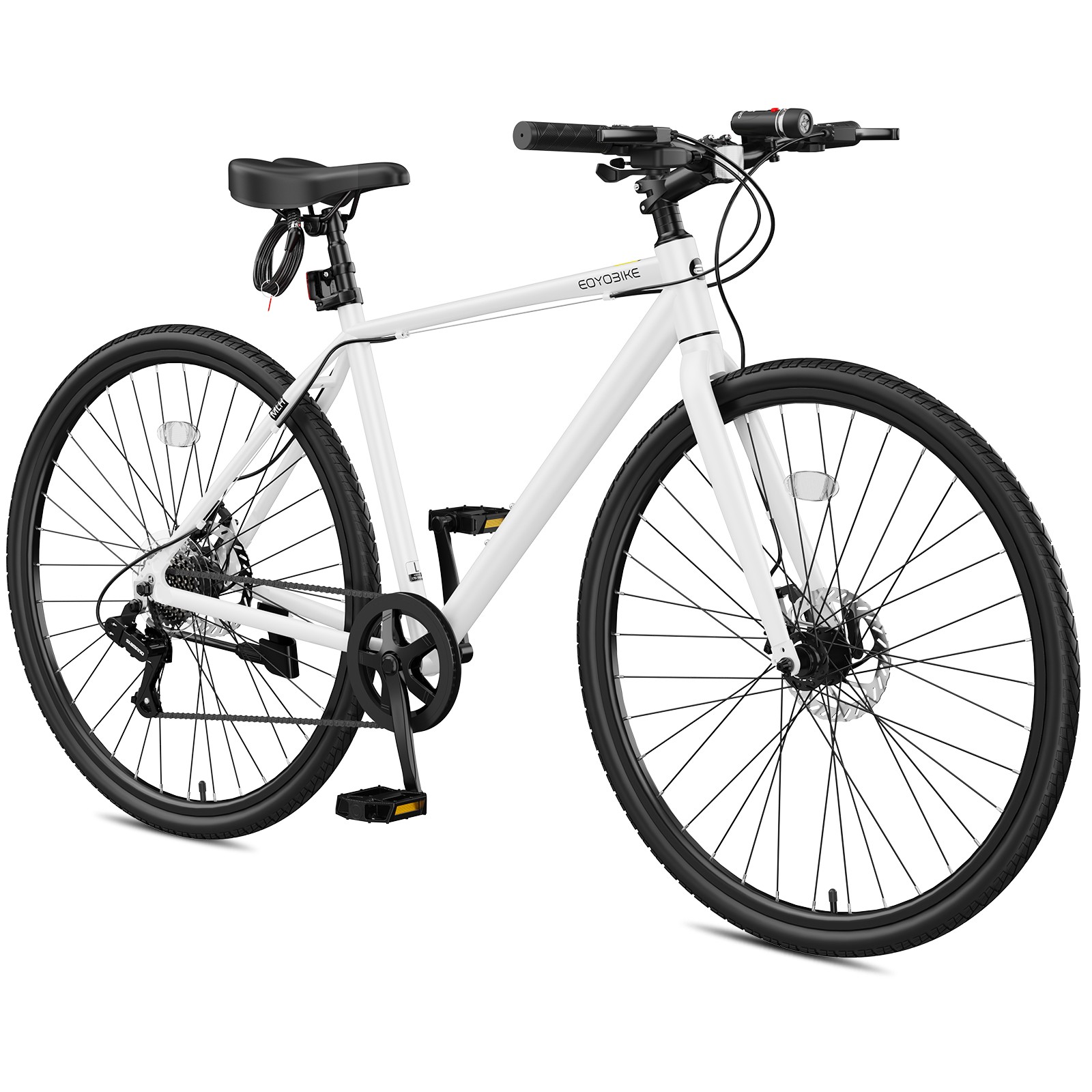 EOYOBIKE Hybrid Bike 700C (29IN), Ultra-Light Aluminum 8-Speed Commuter Bicycle