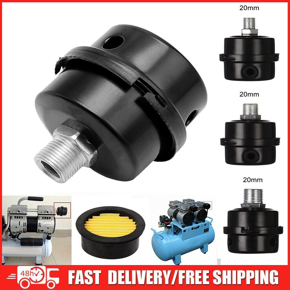 2x Filter Metal Air Compressor Intake Filter Noise Muffler Silencer 1/2