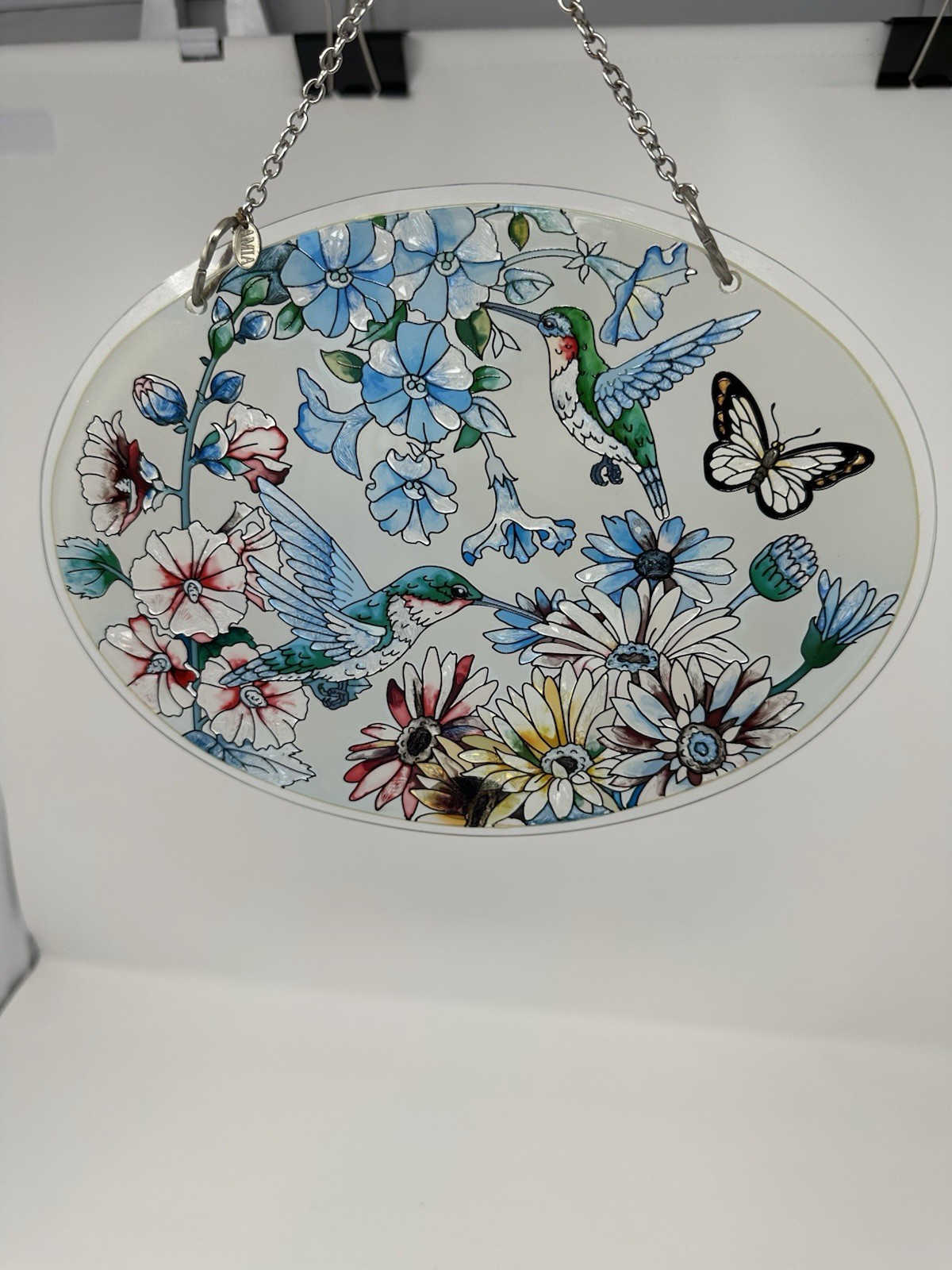 Humming Birds & Floral Oval Suncatcher Amia Humming Birds & Floral Oval Suncatcher Amia