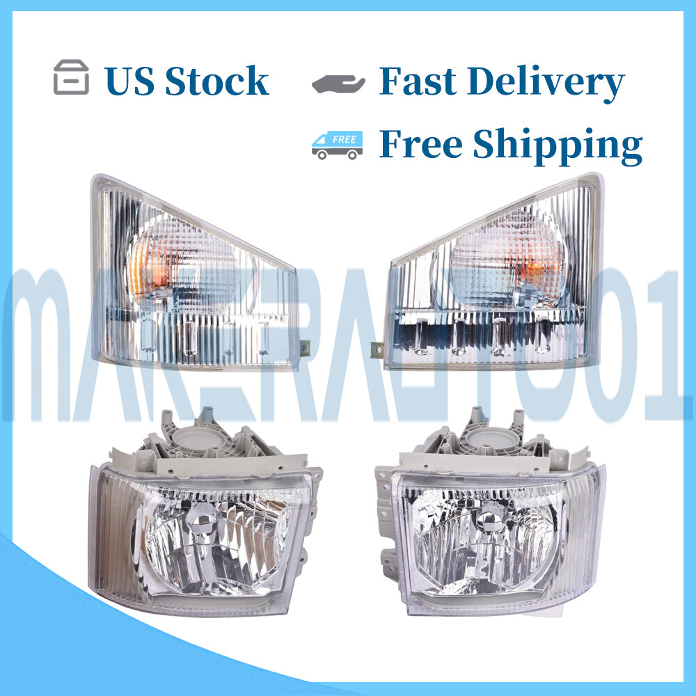 4Pcs Headlight & Corner Lamp Set For ISUZU NPR NPR-HD NQR NRR 2008-2020 LH+RH