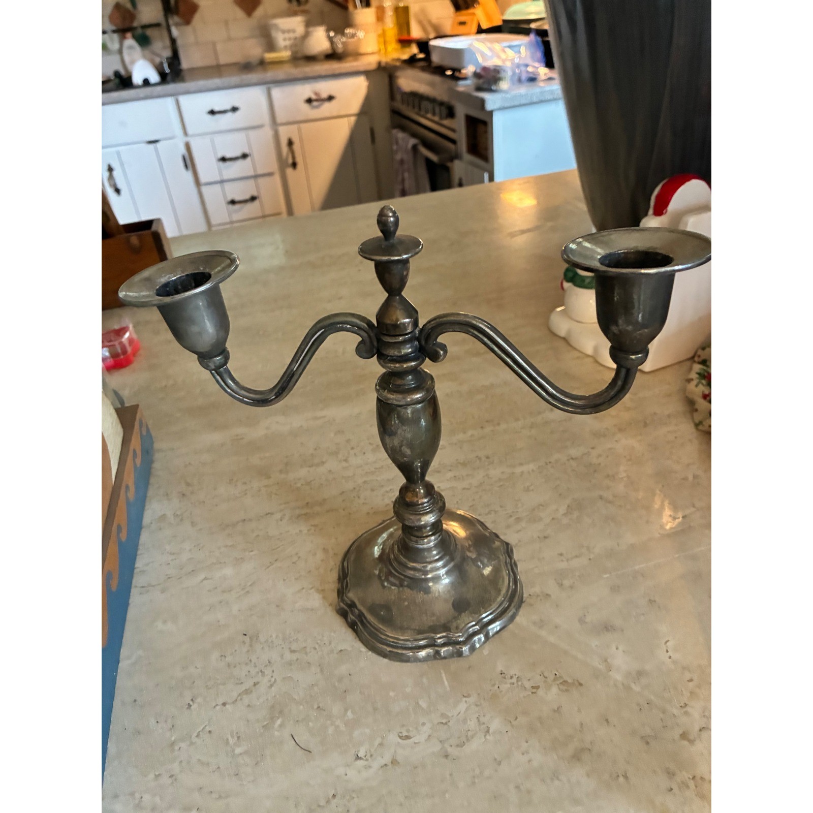 VTG Godinger Silver 2 Arm Candelabra Scalloped Base Taper Candle Holder 8x9\ VTG Godinger Silver 2 Arm Candelabra Scalloped Base Taper Candle Holder 8x9\