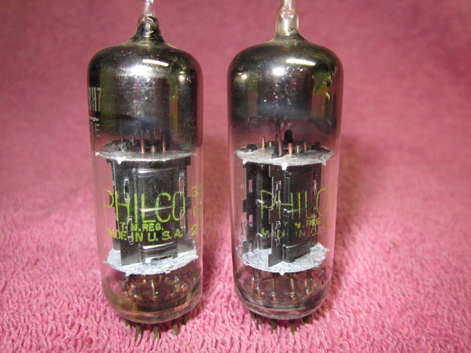 Matched Pair Raytheon 12BH7A Oval BLACK Plate Tubes 12BH7
