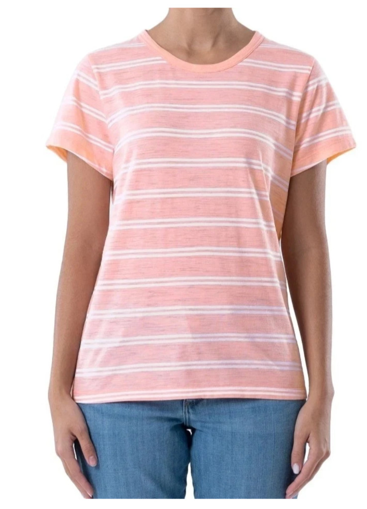 Time And Tru Mint Woman\'s Striped Relaxed Fit Slub Crew Tee NWT *B2,4 Time And Tru Mint Woman\'s Striped Relaxed Fit Slub Crew Tee NWT *B2,4