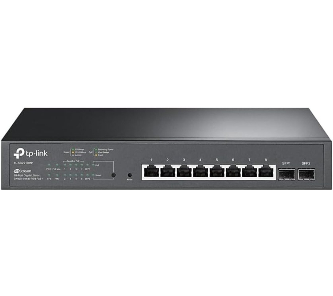 TP-LINK TL-SG2210MP JetStream Omada 10Port Gigabit Smart Switch with 8-Port PoE+ TP-LINK TL-SG2210MP JetStream Omada 10Port Gigabit Smart Switch with 8-Port PoE+