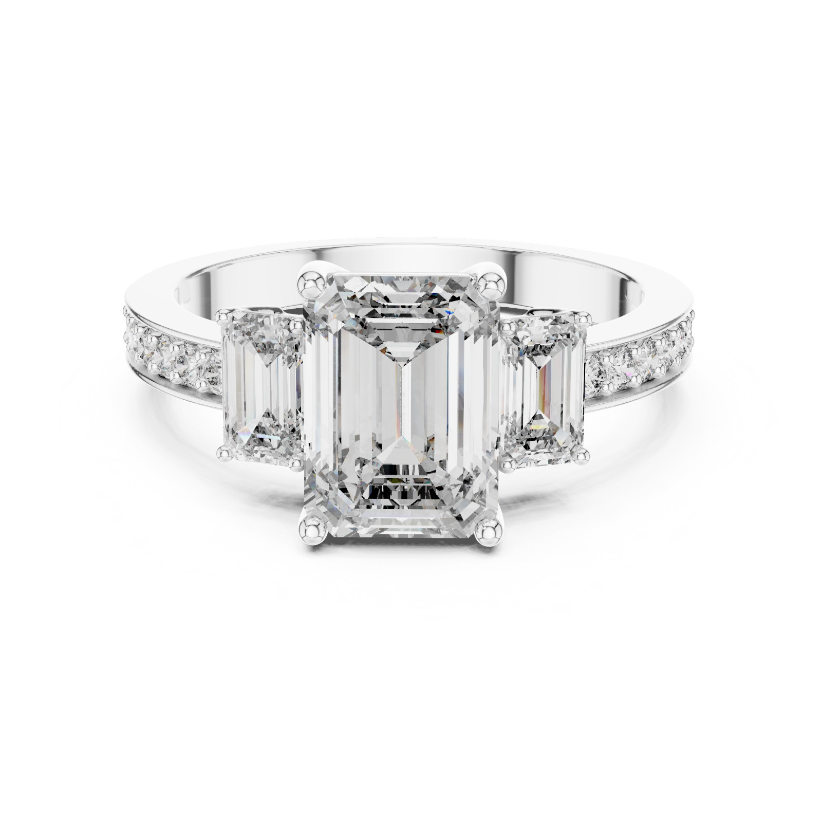 2.66 Ct Lab Grown Diamond Emerald IGI Certified Gift For Her Gold Ring 14K F VVS