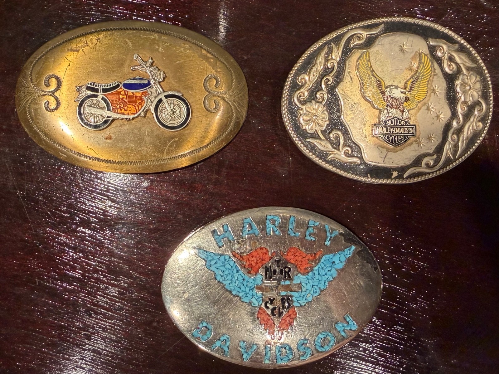 Vintage Harley-Davidson belt buckle Turquoise 1980 Eagle HD & Other Bike 3pc Vintage Harley-Davidson belt buckle Turquoise 1980 Eagle HD & Other Bike 3pc