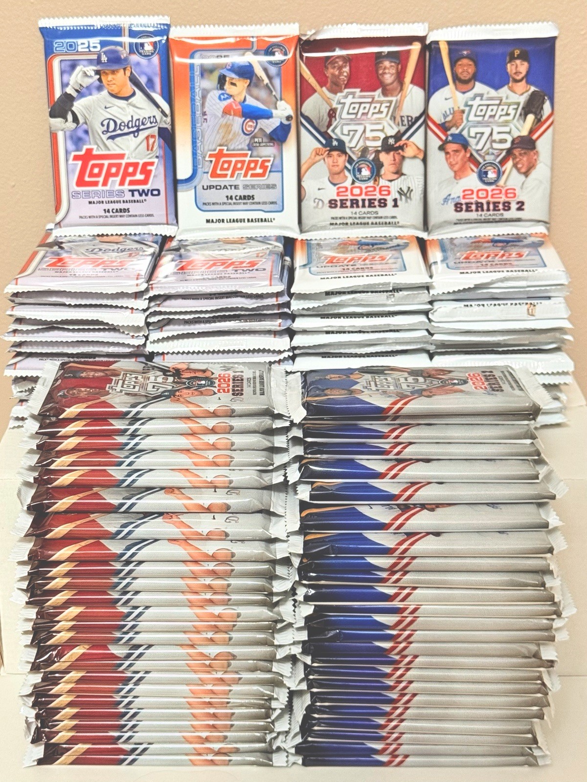 2025–2026 Topps (100) Pack Lot—25x 2025 Topps Series 2, US, 2026 S1, 2026 S2 2025–2026 Topps (100) Pack Lot—25x 2025 Topps Series 2, US, 2026 S1, 2026 S2