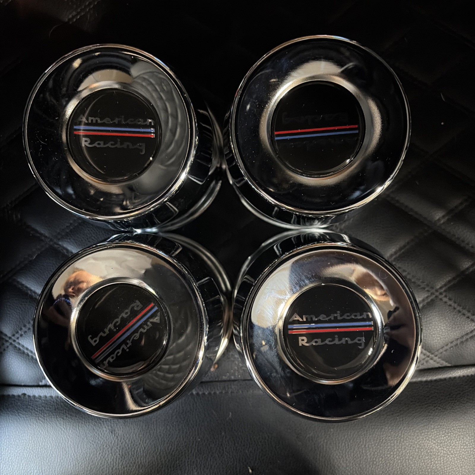 4  AMERICAN RACING 6 LUG CENTER CAPS STEEL CHROME 4.25 OD /AFTERMARKET WHEELS