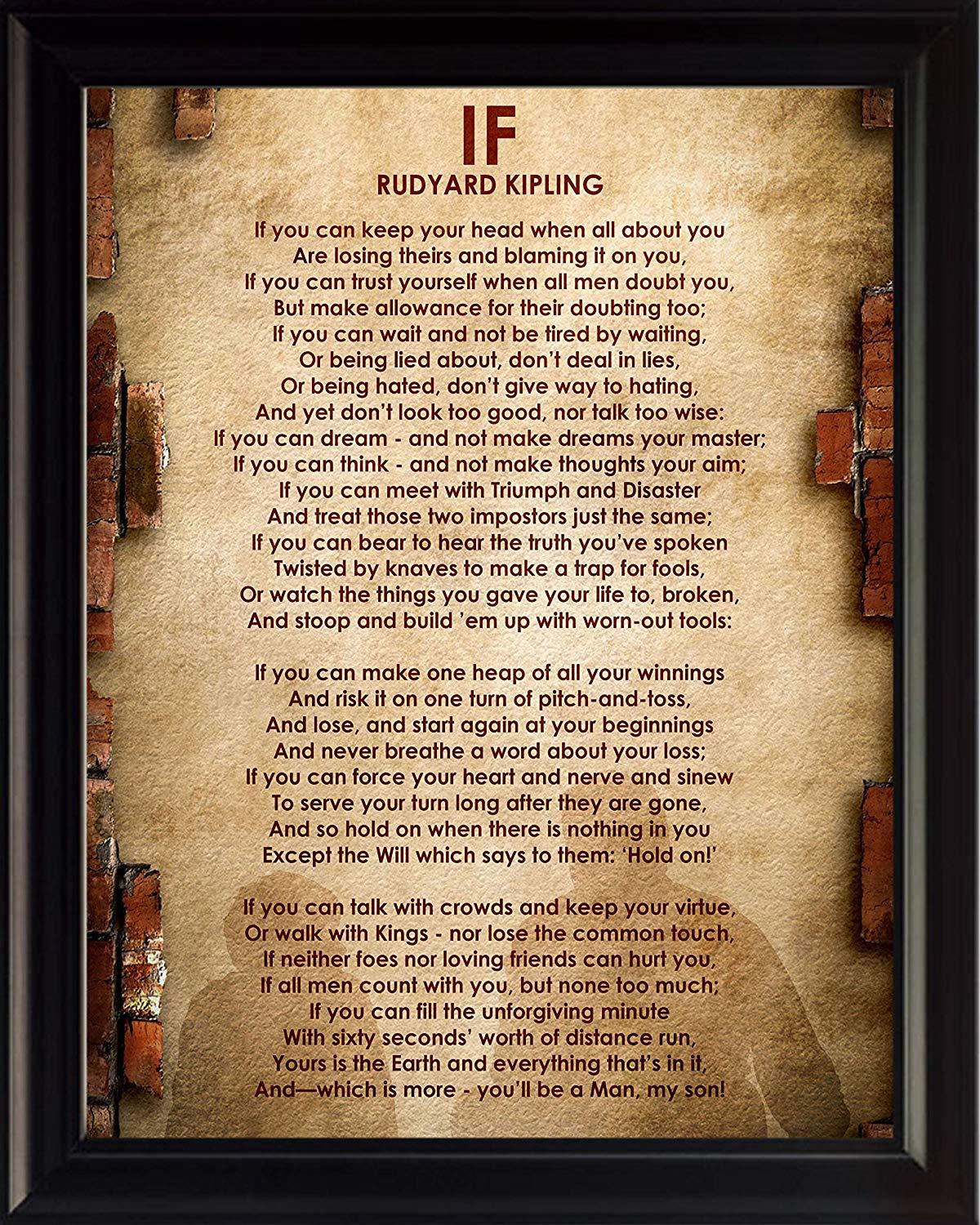 “If” Poem by Rudyard Kipling - Framed Poster Picture Print Motivational Wall Art