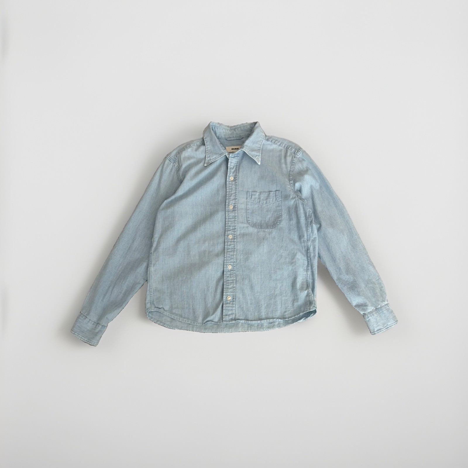 Buck Mason Men’s Crop Medium M Japanese Chambray BD Shirt Blue Button Down Buck Mason Men’s Crop Medium M Japanese Chambray BD Shirt Blue Button Down