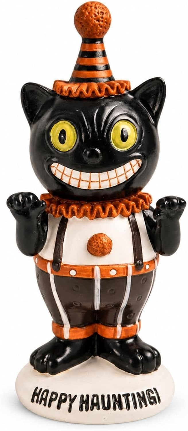 Vintage Halloween Black Cat Figurine Table Shelf Home Decor