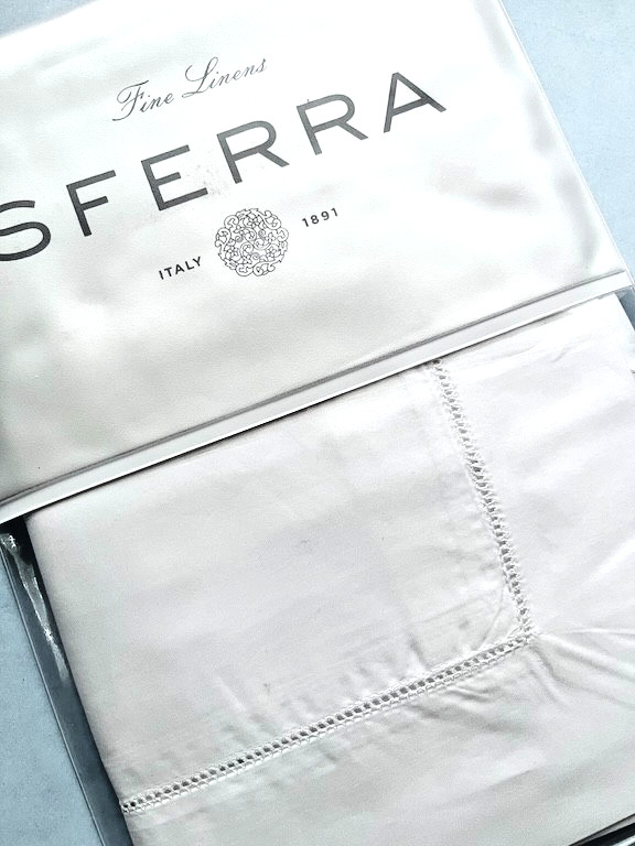 Sferra Giza 45 Percale 1835 Boudoir Sham White Egyptian Cotton 12x16\
