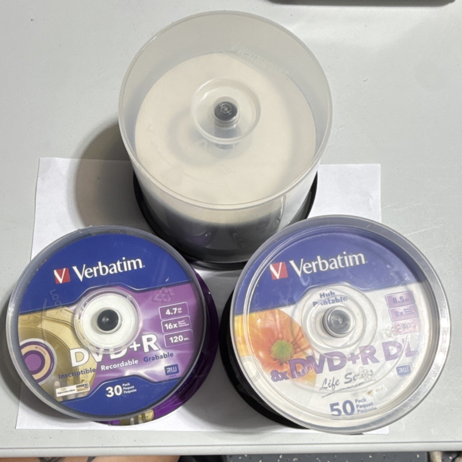 Lot 3 Verbatim Blank DVDs: 30x4.7GB Sealed +50x8.5GB DL +40x4.7GB Unused New