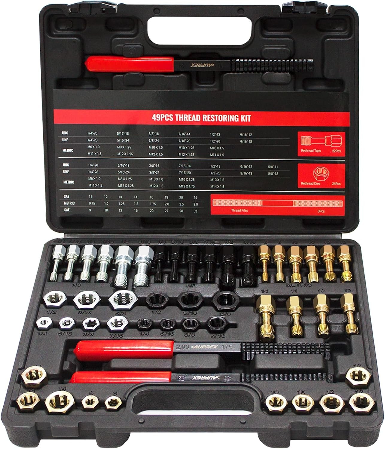 Uimoso 49PCS Thread Chaser Set for UNC, UNF, and Metric Thread Repair Tools