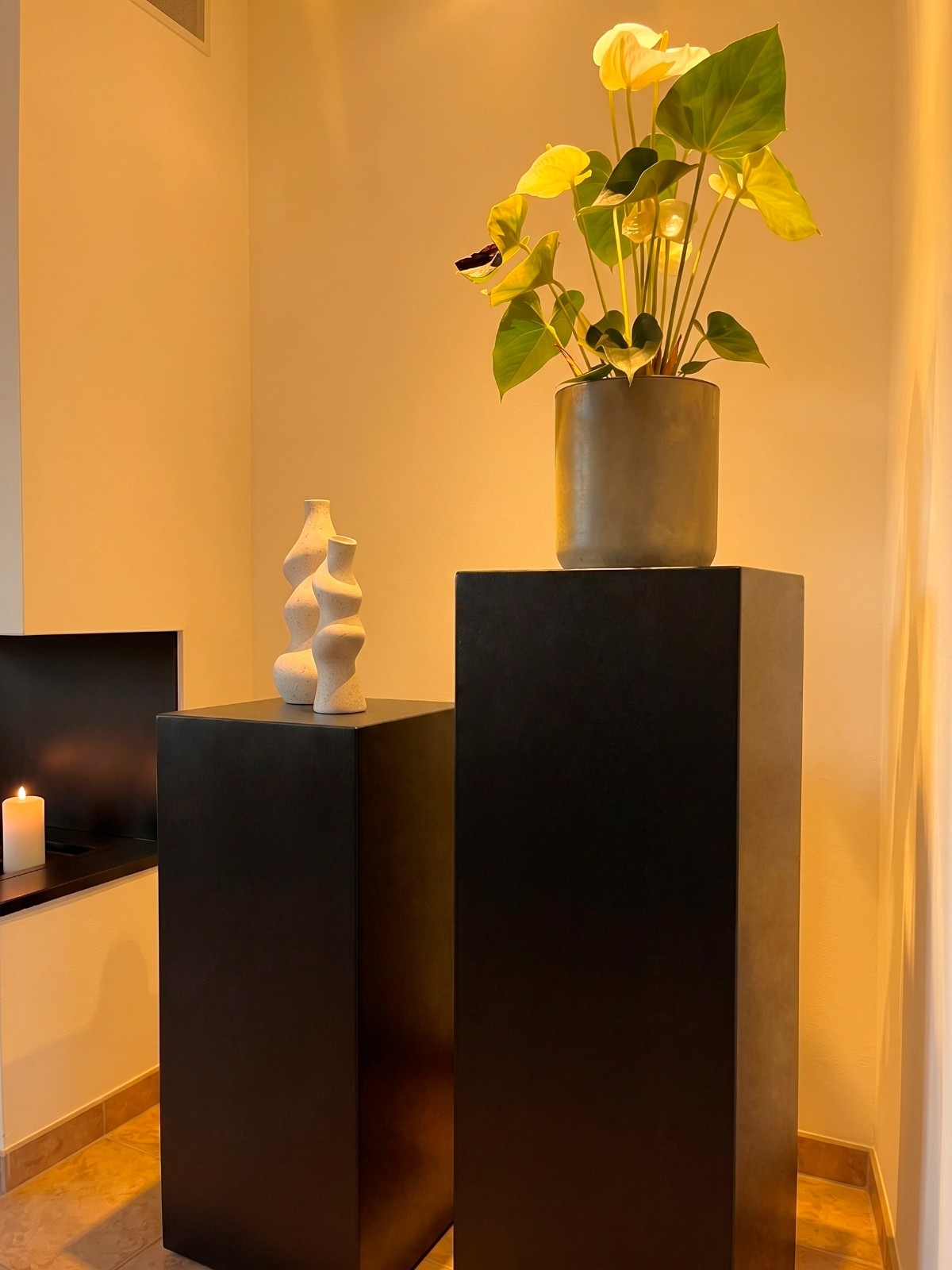 Black Matte Display Pedestal - Deluxe Handmade Pillars - Elegant Museum Plinths