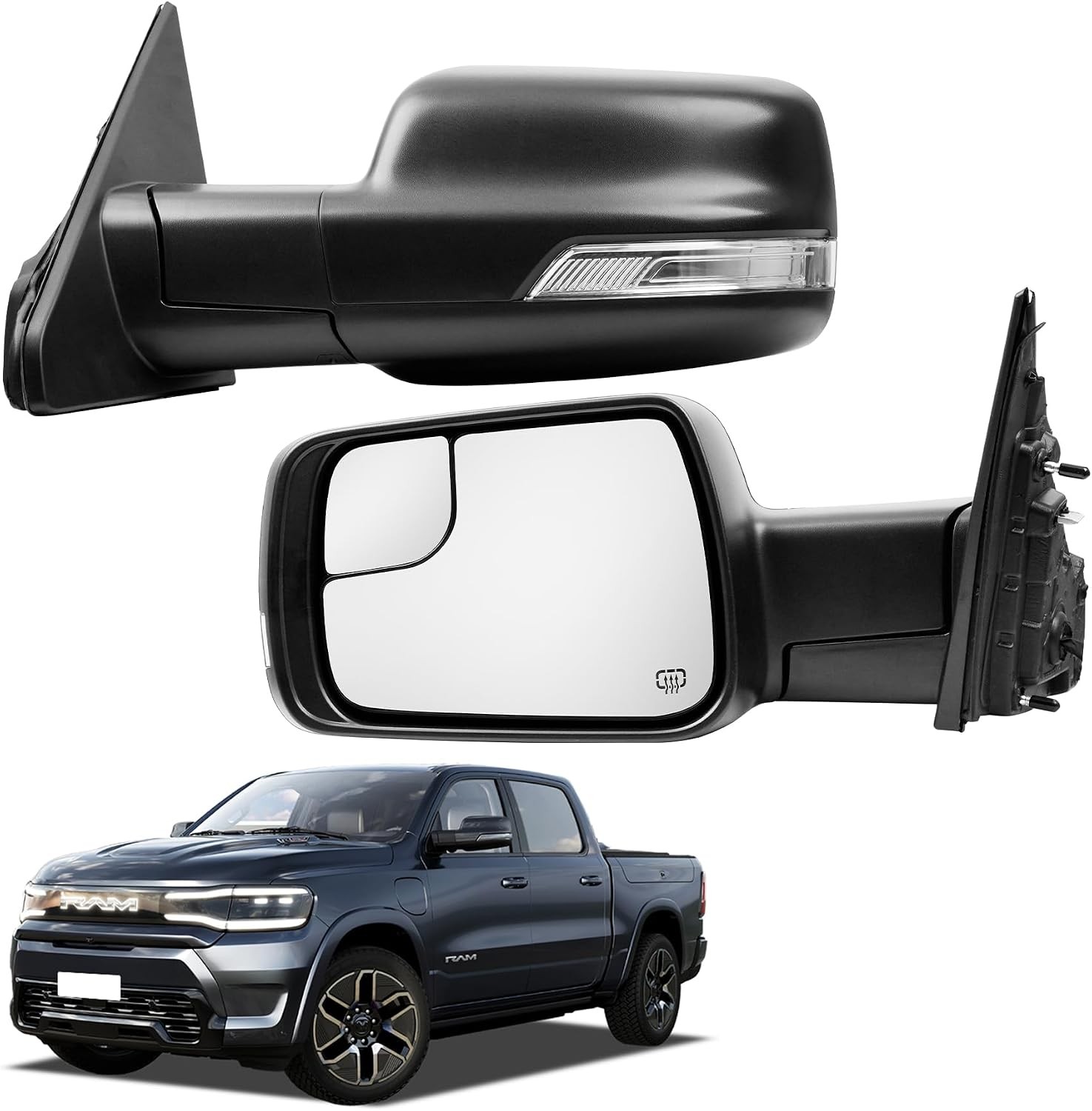 For Ram 1500 2019-2024 Mirror Heated Power Folding Driver Left Side 68462769AB