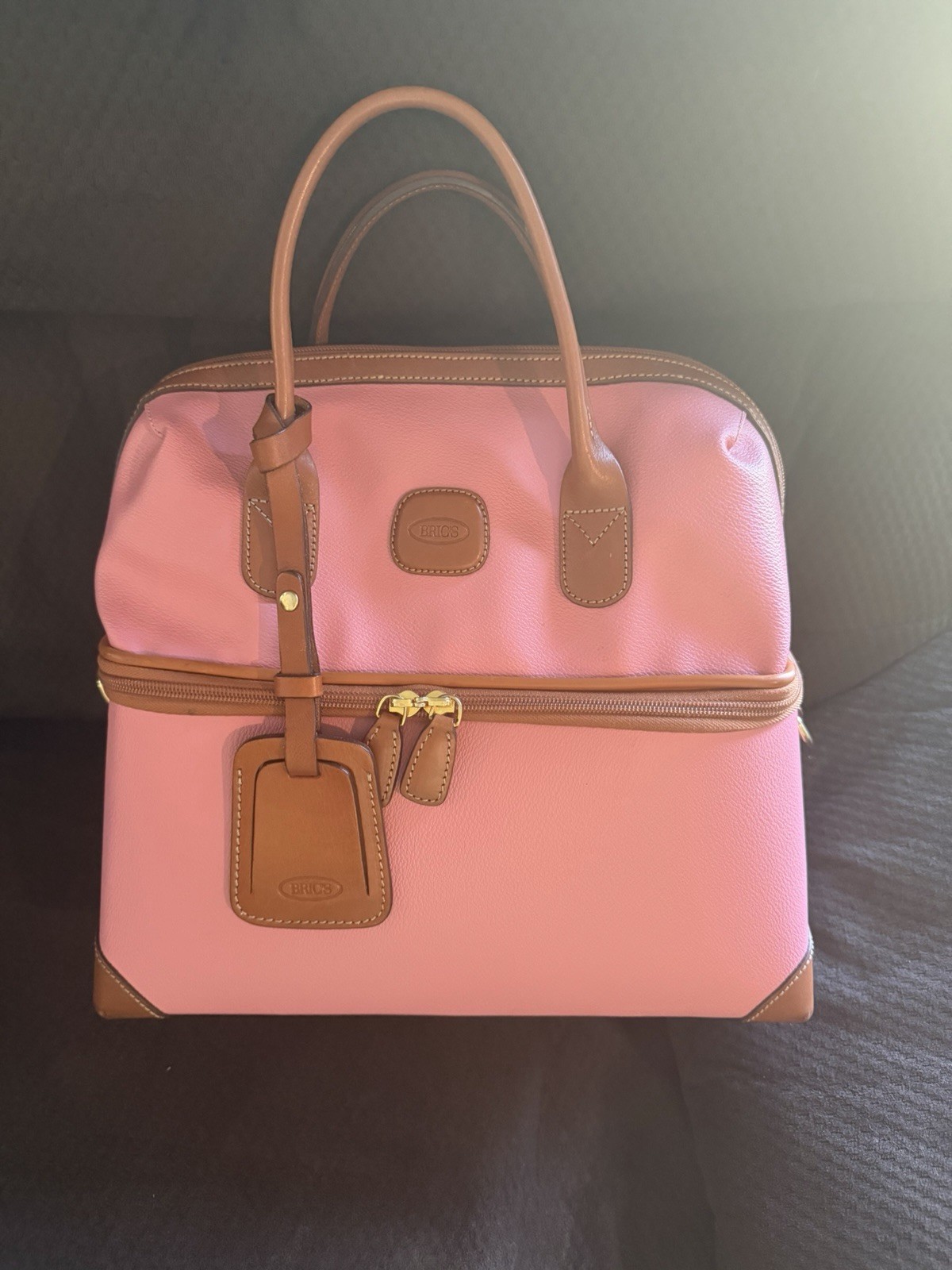 Bric\'s Tuscan Leather Pink Cosmetic Train Case shoulder tote luggage Twilight
