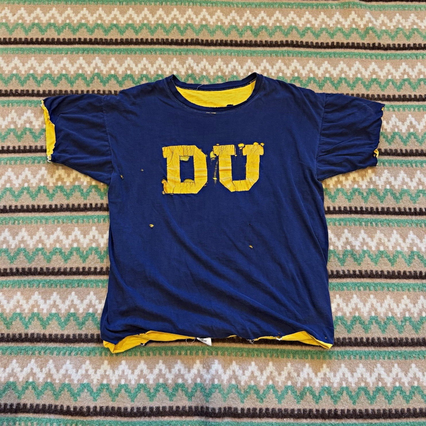 VTG 60s Collegiate Pacific DU Double Face Cotton T-shirt Size Large Made in USA VTG 60s Collegiate Pacific DU Double Face Cotton T-shirt Size Large Made in USA